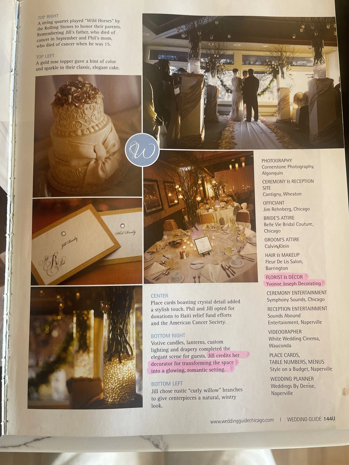 Wedding Guide Chicago — YJDecorating feature, reception details and write-up